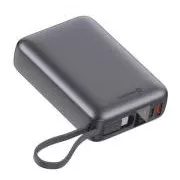 SWISSTEN POWER BANK 20000 mAh 45W INTEGRÁLT USB-C Kábellel TÖKÉLETESEN ezüstszínű