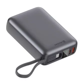 SWISSTEN POWER BANK 20000 mAh 45W INTEGRÁLT USB-C Kábellel TÖKÉLETESEN ezüstszínű