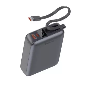 SWISSTEN POWER BANK 20000 mAh 45W INTEGRÁLT USB-C Kábellel TÖKÉLETESEN ezüstszínű