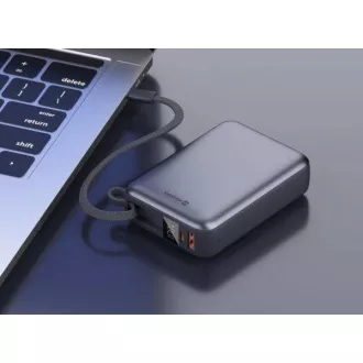 SWISSTEN POWER BANK 20000 mAh 45W INTEGRÁLT USB-C Kábellel TÖKÉLETESEN ezüstszínű