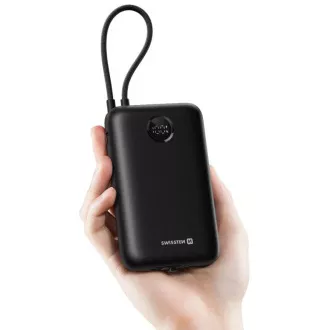 SWISSTEN POWER BANK VOLTBOX 35W 30000 mAh BEÁLLÍTOTT USB-C ÉS LIGHTNING KABELEK FEKETE