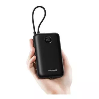 SWISSTEN POWER BANK VOLTBOX 35W 30000 mAh BEÁLLÍTOTT USB-C ÉS LIGHTNING KABELEK FEKETE