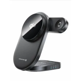 SWISSTEN FOLDING WIRELESS Qi2 CHARGER MagBase 3in1 BLACK (MagSafe kompatibilis)