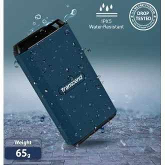 Transcend ESD410C 1TB, USB 20Gbps Type C, külső tartós SSD (3D NAND flash), 2000MB/R, 2000MB/W, kék színben