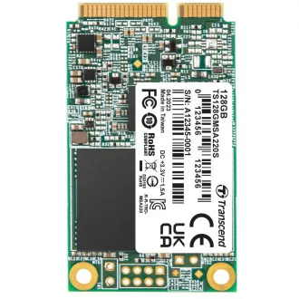 TRANSCEND MSA220S 128GB mSATA SSD, SATA III 6Gb/s (3D TLC), 560MB/s R, 500MB/s W