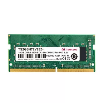 Transcend memória 16GB Industrial ECC SODIMM DDR4 3200 1Rx8 (2Gx8)x9 CL22 1.2V Transcend memória 16GB Industrial ECC SODIMM DDR4 3200 1Rx8 (2Gx8)x9 CL22 1.2V