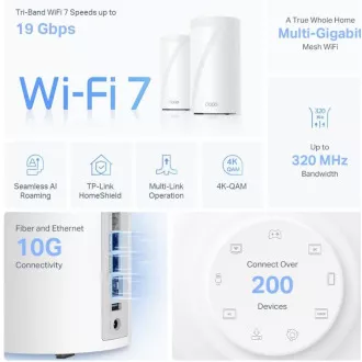 TP-Link WiFi router Deco BE85(2-pack) BE19000, WiFi 7, 1x 10GLAN, 2x 2.5GLAN, 1x 10GLAN/SFP , USB, 2.4/5/6GHz