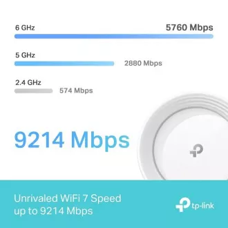 TP-Link Deco BE65(1-pack) BE9300 Tri-band Mesh WiFi 7 rendszer az egész háztartás számára, 4x 2.5GLAN, USB, 2.4/5/6GHz, HomeShi