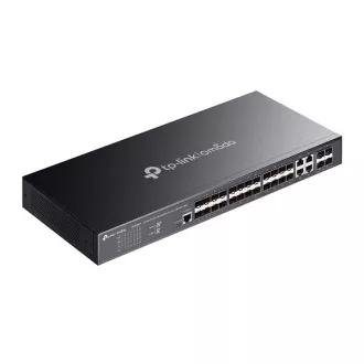 TP-Link SG3428XF Omada 24 portos SFP L2  menedzselt kapcsoló 4 10GE SFP  bővítőhelyekkel
