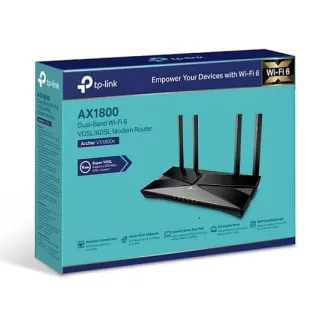 TP-Link Archer VX1800V - AX1800 Wi-Fi 6 VDSL/ADSL modem és útválasztó, USB 2.0 3G/4G és médiához, RJ-11 VoIP telefonhoz, Eas