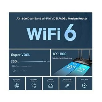 TP-Link Archer VX1800V - AX1800 Wi-Fi 6 VDSL/ADSL modem és útválasztó, USB 2.0 3G/4G és médiához, RJ-11 VoIP telefonhoz, Eas - Használt TP-Link Archer VX1800V - AX1800 Wi-Fi 6 VDSL/ADSL modem és útválasztó, USB 2.0 3G/4G és médiához, RJ-11 VoIP telefonhoz, Eas - Használt