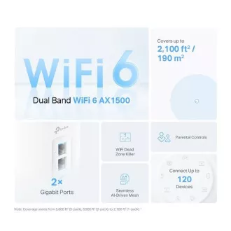 TP-Link Deco X10(2-pack) - AX1500 Mesh Wi-Fi 6 rendszer intelligens otthonhoz - szülői felügyelet - (2-pack)