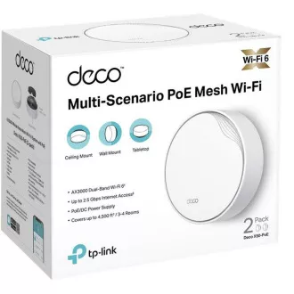 TP-Link Deco X50-PoE(2-pack) - AX3000 Multi-Gig 2,5 Gbps Mesh Wi-Fi 6 rendszer PoE-vel - HomeShield (2-pack)