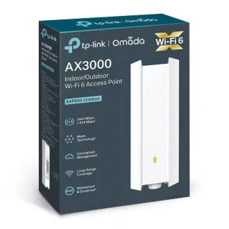 TP-Link EAP650-Outdoor - AX3000 WIFI hozzáférési pont Omada 1xGLAN, PoE/Passive PoE oszlopra/falra szerelhető túlfeszültség elleni védelem