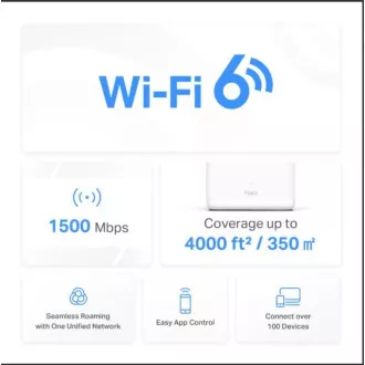 TP-Link WiFi router Mercusys Halo H60X(2-pack) WiFi 6, AX1500, 3x GLAN2.4/5 GHz