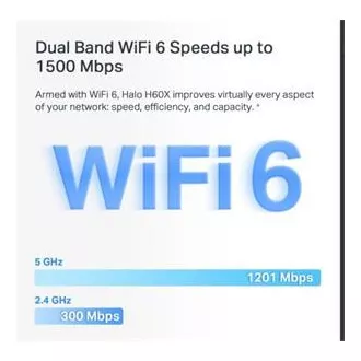 TP-Link WiFi router Mercusys Halo H60X(2-pack) WiFi 6, AX1500, 3x GLAN2.4/5 GHz
