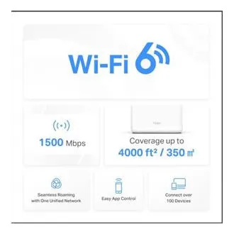 TP-Link WiFi router Mercusys Halo H60X(2-pack) WiFi 6, AX1500, 3x GLAN2.4/5 GHz - Használt TP-Link WiFi router Mercusys Halo H60X(2-pack) WiFi 6, AX1500, 3x GLAN2.4/5 GHz - Használt