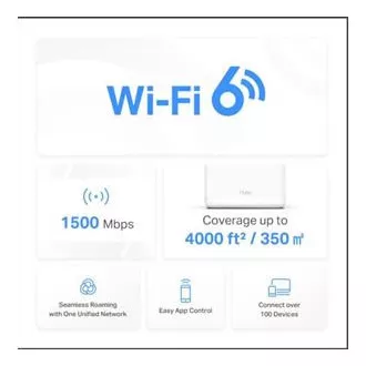TP-Link WiFi router Mercusys Halo H60X(2-pack) WiFi 6, AX1500, 3x GLAN2.4/5 GHz