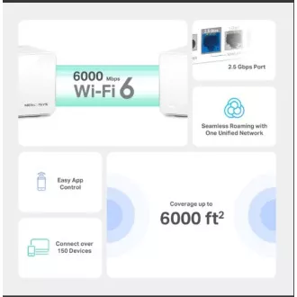 TP-Link WiFi router Mercusys Halo H90X(3-pack) WiFi 6, AX6000, 1x 2.5GLAN, 2x GLAN