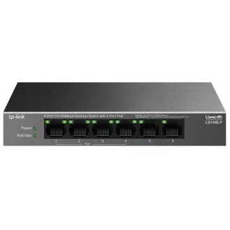 TP-Link LS106LP kapcsoló 2x LAN, 4x LAN PoE-vel, 41W