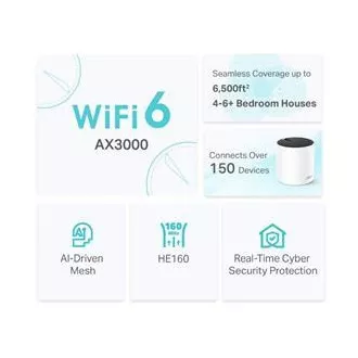 TP-Link Deco X55(3-pack) - AX3000 Wi-Fi 6 Mesh rendszer az egész ház lefedettségéhez - HomeShield - (3-pack)