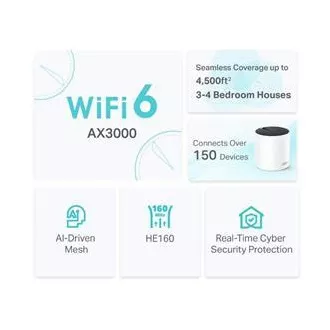 TP-Link Deco X55(2-pack) - AX3000 Wi-Fi 6 Mesh rendszer az egész ház lefedettségéhez - HomeShield - (2-pack)