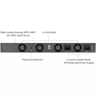 TP-Link SG6654X Omada 48 portos Gigabit Stackable L3 switch, 48 Gigabit RJ45 port és 6× 10 Gbps SFP  bővítőhely