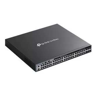 TP-Link SG6654X Omada 48 portos Gigabit Stackable L3 switch, 48 Gigabit RJ45 port és 6× 10 Gbps SFP  bővítőhely