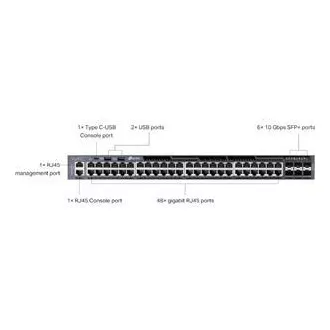 TP-Link SG6654X Omada 48 portos Gigabit Stackable L3 switch, 48 Gigabit RJ45 port és 6× 10 Gbps SFP  bővítőhely