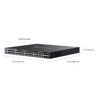 TP-Link SG6654X Omada 48 portos Gigabit Stackable L3 switch, 48 Gigabit RJ45 port és 6× 10 Gbps SFP  bővítőhely
