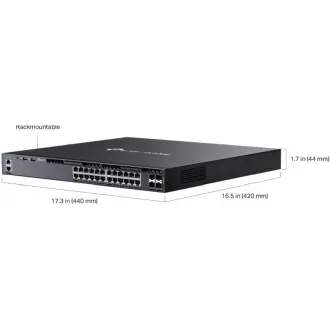 TP-Link SG6428XHP Omada 24 portos Gigabit RJ45 stackable L3 PoE  switch, 720 W teljes PoE költségvetés