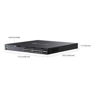 TP-Link SG6428XHP Omada 24 portos Gigabit RJ45 stackable L3 PoE  switch, 720 W teljes PoE költségvetés