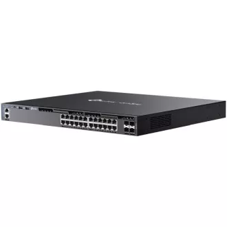 TP-Link SG6428X Omada 24 portos Gigabit RJ45 stackable L3 switch, 4×10 Gbps SFP  bővítőhelyek