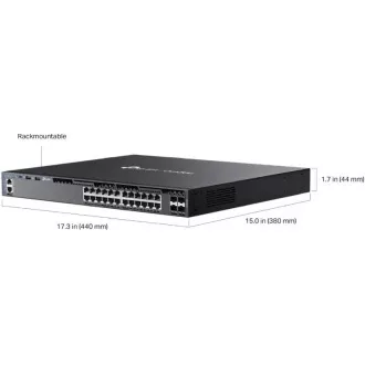 TP-Link SG6428X Omada 24 portos Gigabit RJ45 stackable L3 switch, 4×10 Gbps SFP  bővítőhelyek