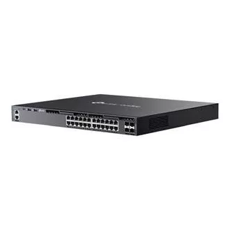 TP-Link SG6428X Omada 24 portos Gigabit RJ45 stackable L3 switch, 4×10 Gbps SFP  bővítőhelyek