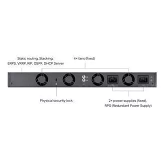 TP-Link SG6428X Omada 24 portos Gigabit RJ45 stackable L3 switch, 4×10 Gbps SFP  bővítőhelyek