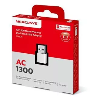 MERCUSYS MA30N - AC1300 vezeték nélküli kétsávos USB Nano adapter