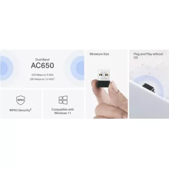MERCUSYS MA20N - AC650 vezeték nélküli kétsávos USB Nano adapter