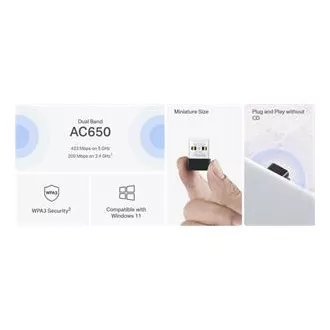 MERCUSYS MA20N - AC650 vezeték nélküli kétsávos USB Nano adapter