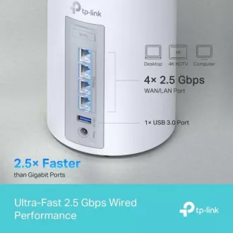 TP-Link Deco BE65(3-pack) BE9300 Tri-band Mesh WiFi 7 rendszer az egész otthonra, 4x 2.5GLAN, USB, 2.4/5/6GHz, HomeShi TP-Link Deco BE65(3-pack) BE9300 Tri-band Mesh WiFi 7 rendszer az egész otthonra, 4x 2.5GLAN, USB, 2.4/5/6GHz, HomeShi