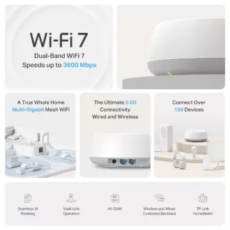 TP-Link Deco BE25(1-pack) - BE3600 Mesh WiFi 7 rendszer az egész háztartás számára TP-Link Deco BE25(1-pack) - BE3600 Mesh WiFi 7 rendszer az egész háztartás számára