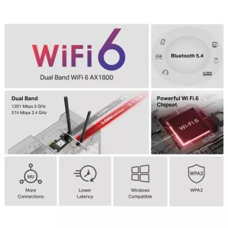 Mercusys MA70XE - Wi-Fi 6 PCIe adapter Bluetooth 5.4 AX1800-zal