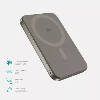 Epico Qi2 5000mAh Alu Mag  PowerBank EM51 -titán