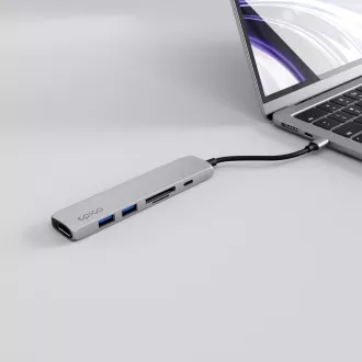 Epico 6in1 Alu Hub 8K USB-C csatlakozóval - ezüst Epico 6in1 Alu Hub 8K USB-C csatlakozóval - ezüst
