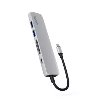Epico 6in1 Alu Hub 8K USB-C csatlakozóval - ezüst Epico 6in1 Alu Hub 8K USB-C csatlakozóval - ezüst