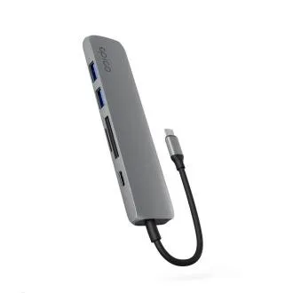 Epico 6 az 1-ben alumínium USB-C 8K hub – szürke Epico 6 az 1-ben alumínium USB-C 8K hub – szürke