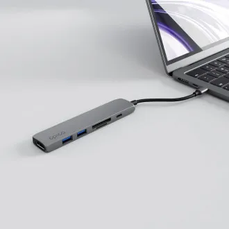 Epico 6 az 1-ben alumínium USB-C 8K hub – szürke Epico 6 az 1-ben alumínium USB-C 8K hub – szürke
