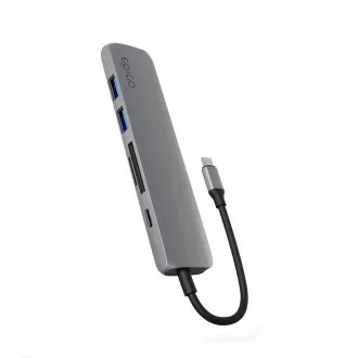 Epico 6 az 1-ben alumínium USB-C 8K hub – szürke Epico 6 az 1-ben alumínium USB-C 8K hub – szürke