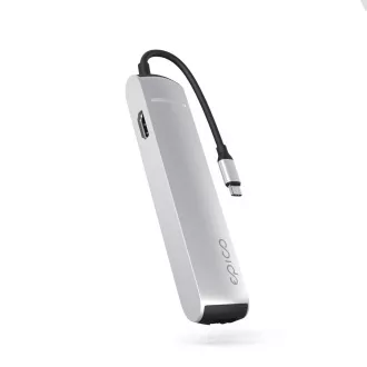 Epico 6in1 Slim Hub 8K USB-C csatlakozóval - ezüst