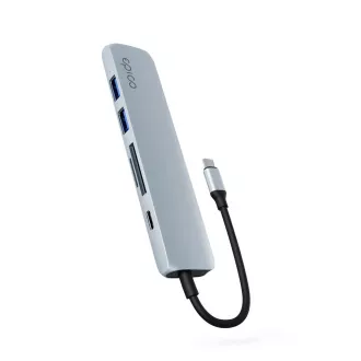 Epico 6in1 alumínium USB-C 8K hub - kék